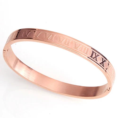 Rose gold Mcllroy нержавеющая сталь римская цифра браслет для женщин аксессуары золотой браслет на запястье пара браслет подарки для женщин - Окраска металла: Rose gold