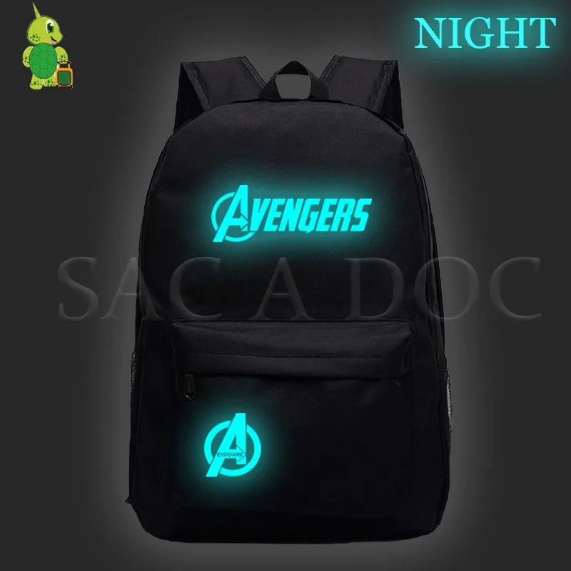 9black Новинка, рюкзак Mochila, Мстители, женский, мужской, рюкзак, светящийся, для подростков, школьные сумки, Капитан Америка, дорожная сумка для ноутбука - Цвет: 9black