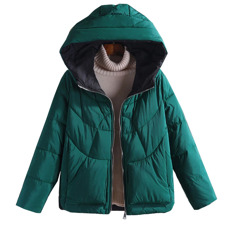 

Autumn Winter Warm Thick Coats Women Short Jackets New Fashion Hooded Casual Cotton Parka Female Down cotton Outerwear Coats