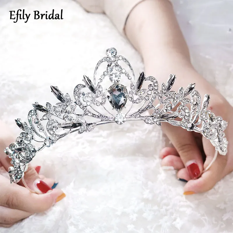 

Efily Rhinestone Bride Tiaras and Crowns Wedding Hair Accessories Bridal Headwear Women Hair Jewelry Headpiece Bridesmaid Gift