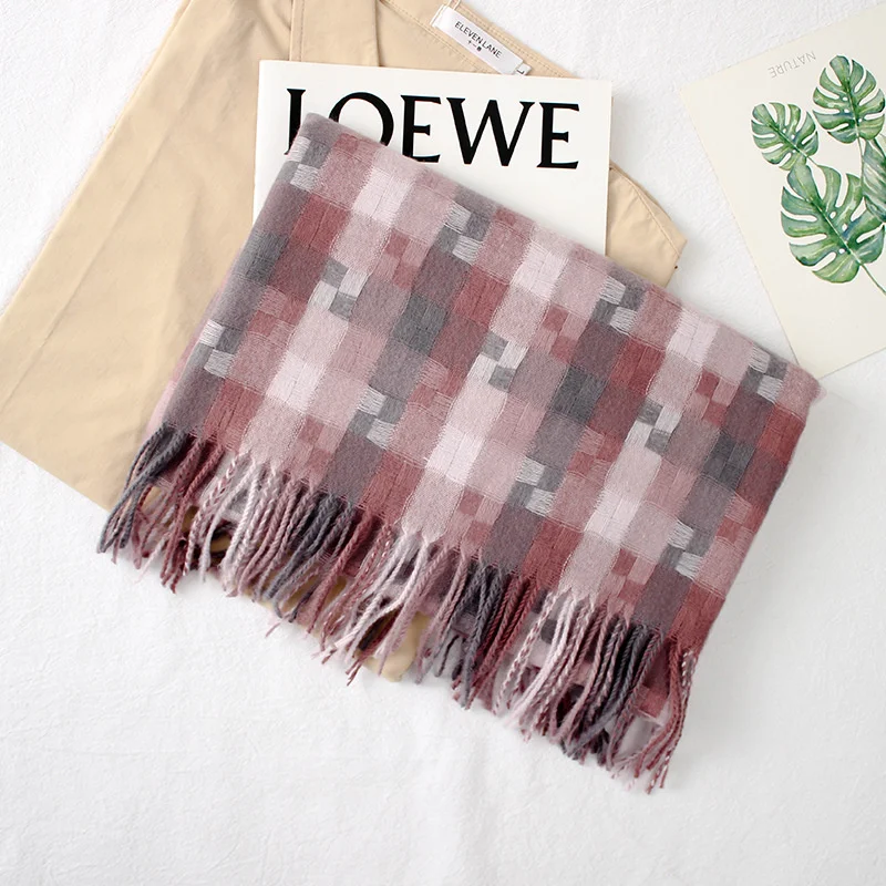 Осенне-зимний женский модный мешковатый шарф из искусственного кашемира женские