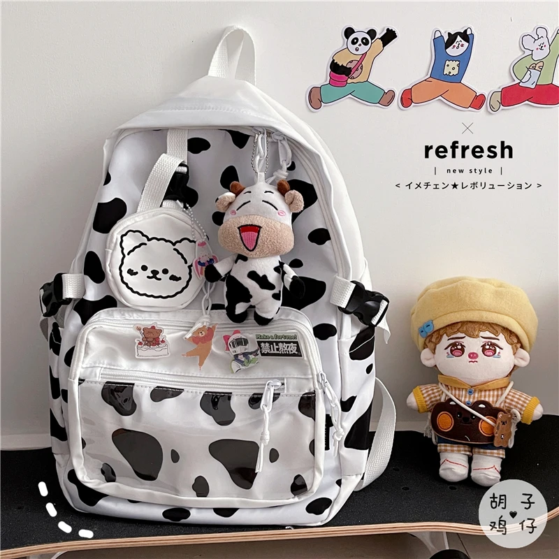 

YJ836 Cute cow pattern backpack girl student school bag female large capacity backpack