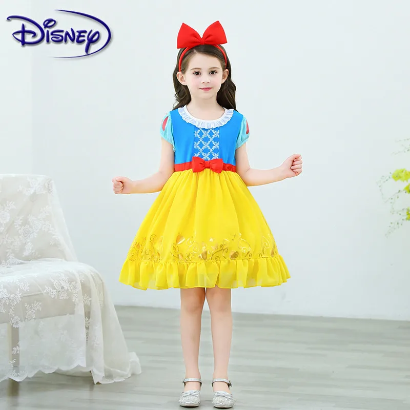 Милый детский костюм Disney для девочек летний Белоснежки выступления пышное
