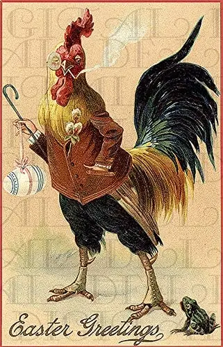 

Weird Offbeat Smoking Easter Rooster;Tin Sign Wall Retro Metal Bar Pub Poster Metal 11.87.9in