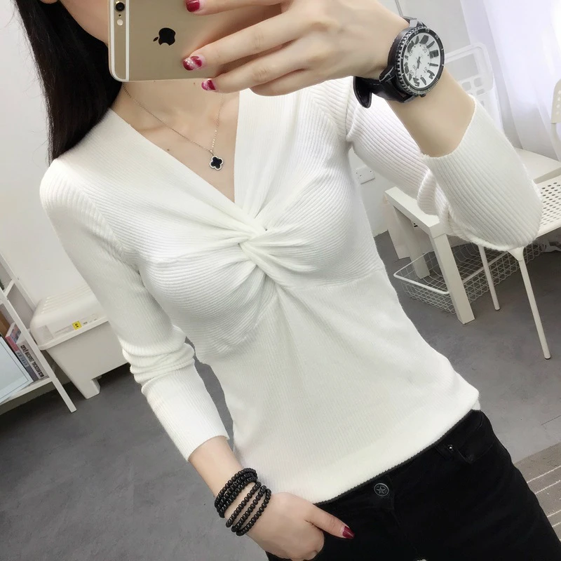 Легкий осенне-зимний свитер с люрексом Женский пуловер длинными рукавами