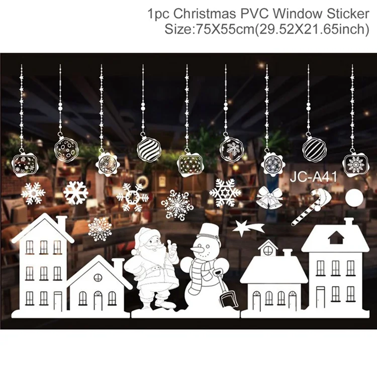Window Sticker 21 QIFU, наклейки на окна, подвесные рождественские украшения для дома,, натальный Рождественский венок на елку, Санта Клаус, рождественские подарки, украшения - Цвет: Window Sticker 21