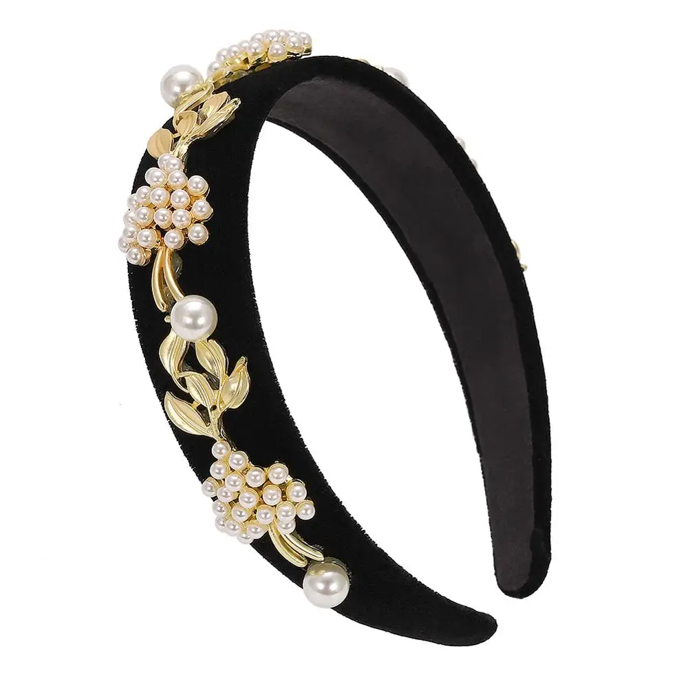 Vedawas Multi-Color Gem Baroque Headbands Women Diamond Hair Accessories Pearl Headband Girls Crown Flower Hairbands Head Wrap - Цвет: 11
