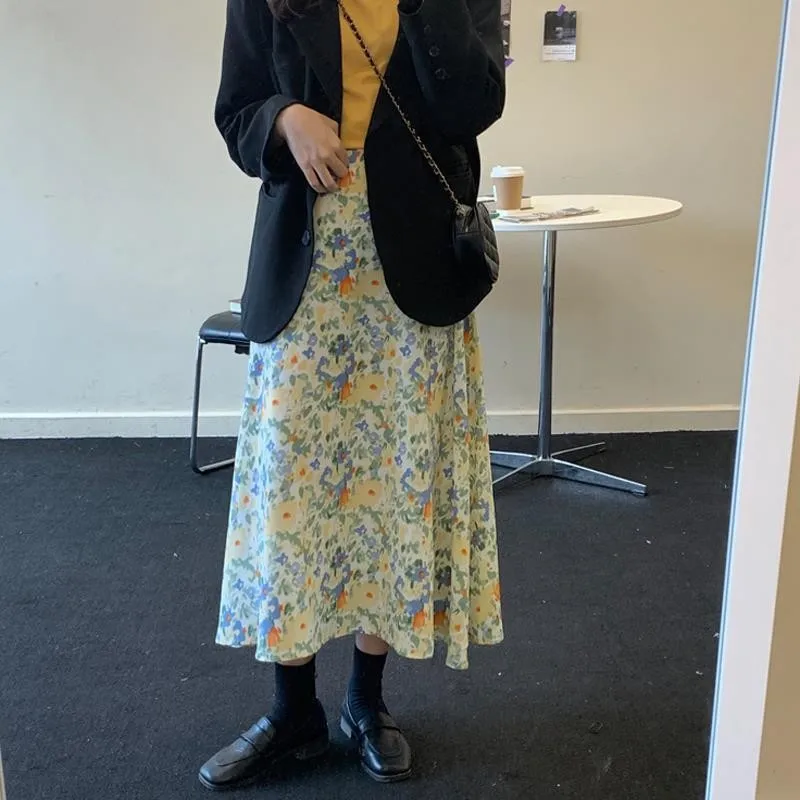 

NiceMix harajuku floral high waist skirt women faldas plus size summer vintage clothes korean style 2020 preppy skirts