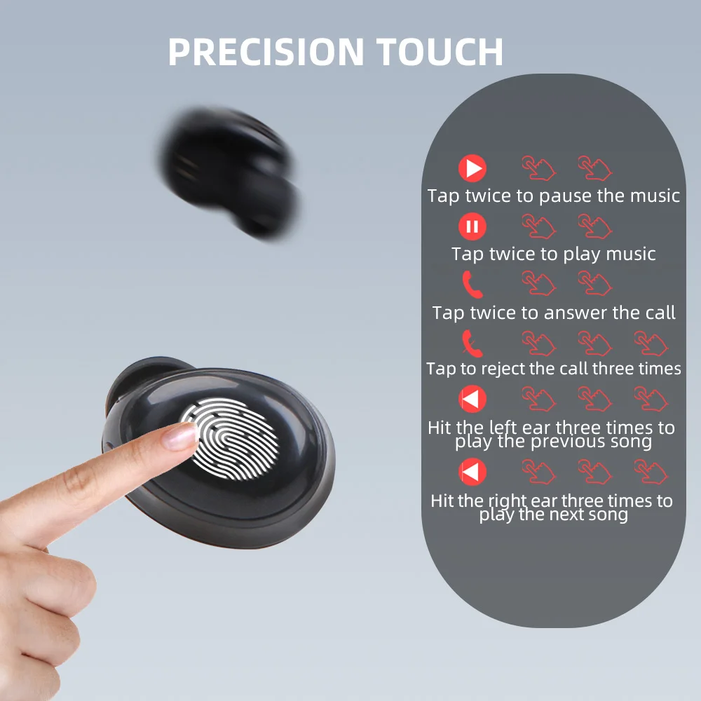 FDBRO 3D стерео Bluetooth V5.0 наушники портативные TWS Беспроводные сенсорные вкладыши с