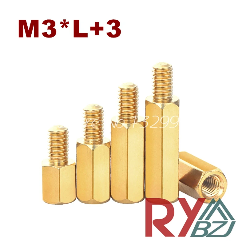 M3 * L + 3 латунная прокладка внутренняя и наружная Резьбовая шестигранная