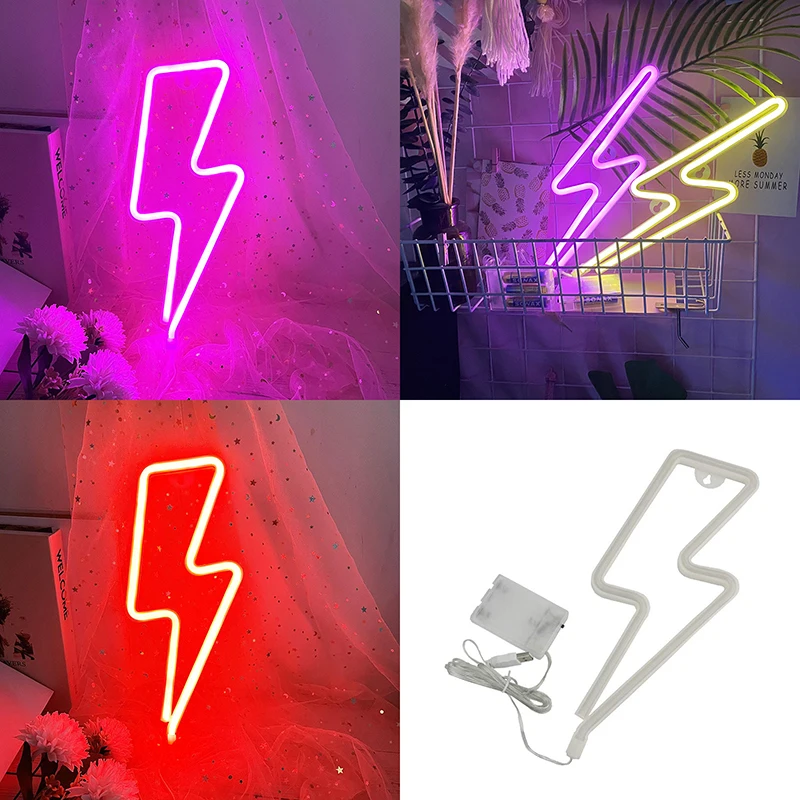 Lightning LED Neon Light Lamp Bulbs USB + Battery Powered Colorful Night Lights Sign Decor Bar Room Party Christmas Wedding