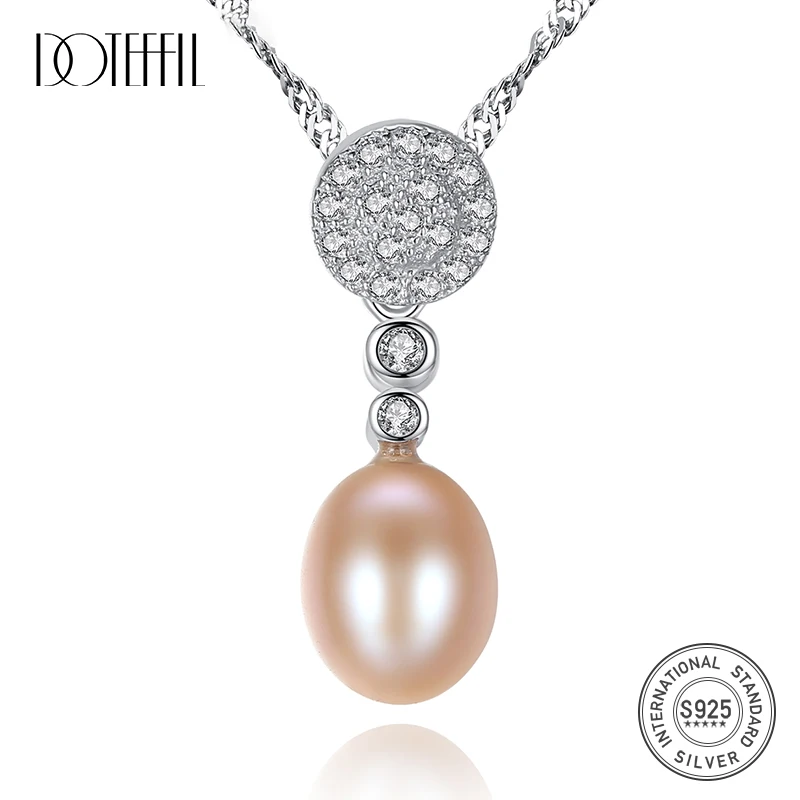 Цепочка DOTEFFIL женская из серебра 925 пробы ожерелье с натуральным пресноводным