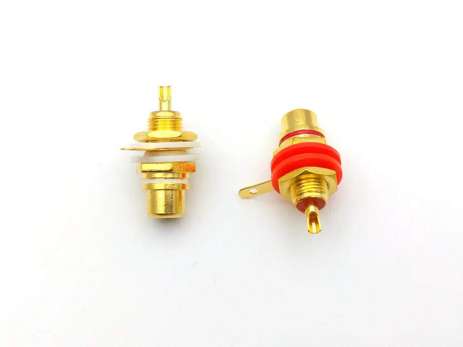 100 шт. Позолоченные гнездовые разъемы RCA для монтажа на панели гнездо шасси