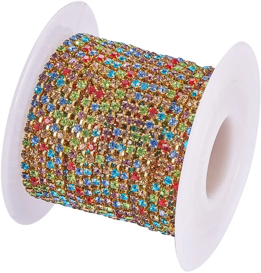 

10 Yard Crystal Rhinestone Close Chain Clear Trimming Claw Chain Sewing Craft about 2880pcs Rhinestones 2mm
