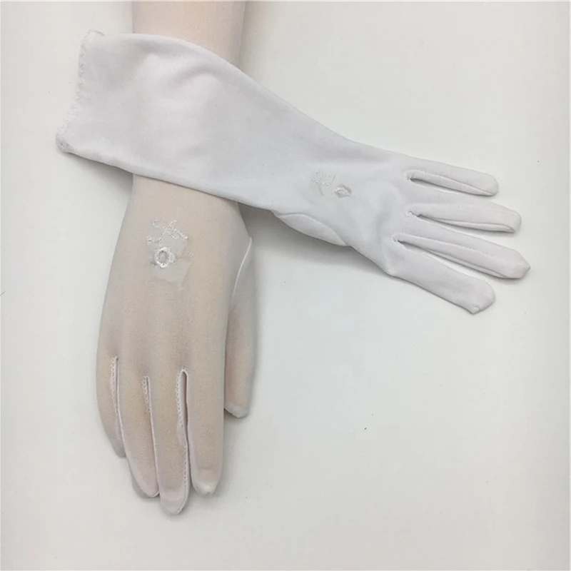 

Women Summer Sunscreen Gloves Medium-Length Thin Elastic Etiquette Gloves Ladies Embroidered Glove Driving Car Accessories