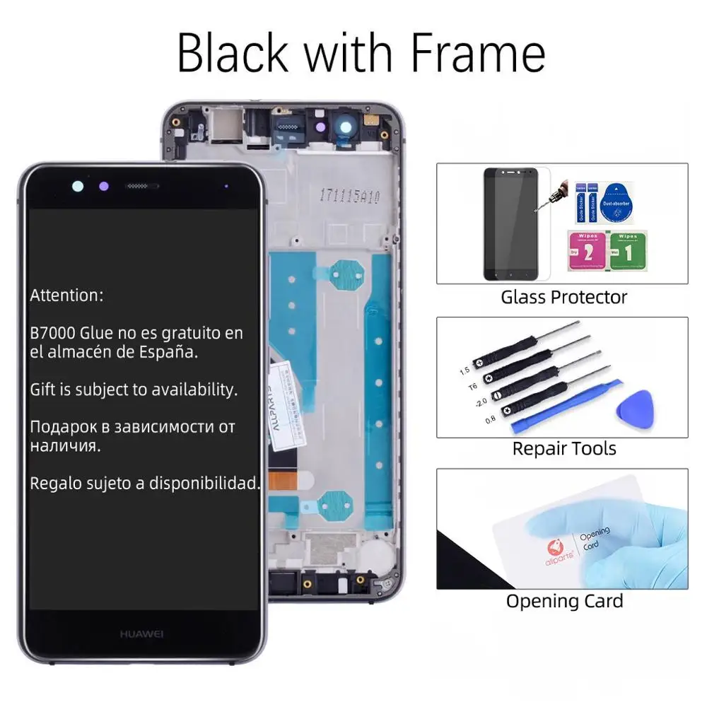 Исплей для HUAWEI P10 Lite Display LCD в сборе с тачскрином на рамке 5.2'' черный синий белый золото порошок Nova Lite lx1 lx2 WAS-LX1 - Цвет: Black with Frame