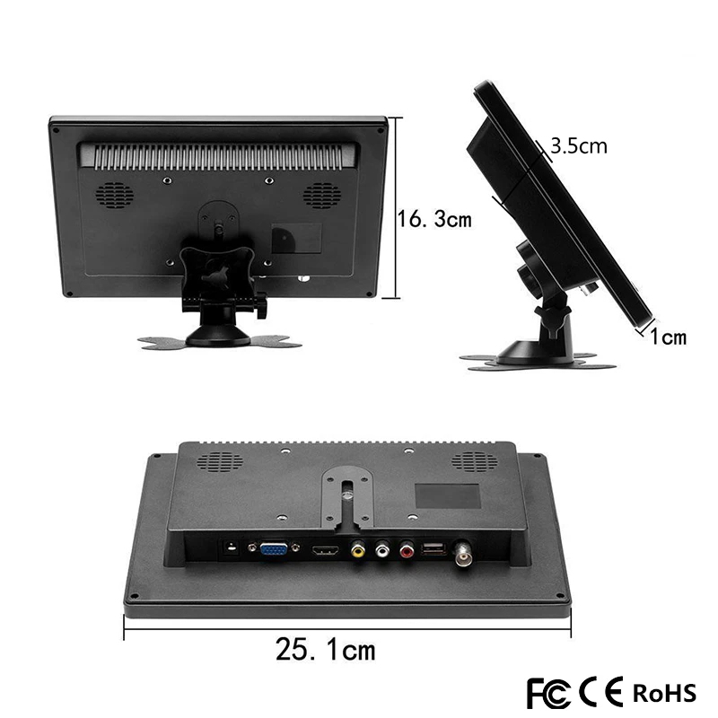 10 1 дюймовый IPS монитор HD портативный цветной светодиодный ЖК экран с AV/VGA/HDMI/BNC/USB