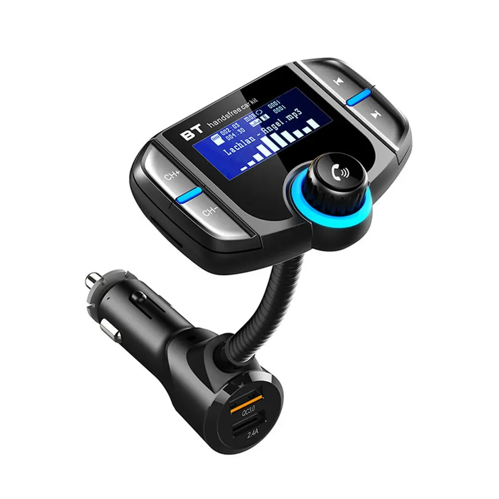 Автомобильный FM передатчик с экраном 1 7 дюйма улучшенный Bluetooth BT70 Quick charge 3 0