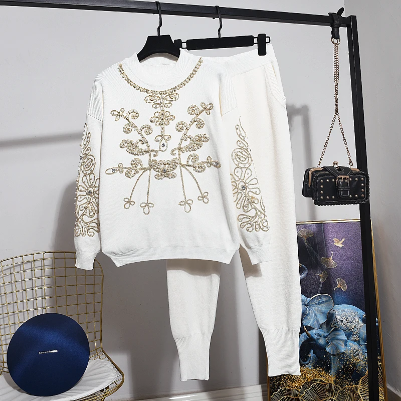 Женский комплект одежды из двух предметов трикотажный свитер с длинным рукавом и