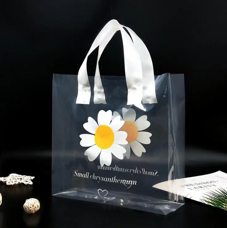 50 шт. прозрачный маленький переносной мешок для одежды с маргаритками Подарочный