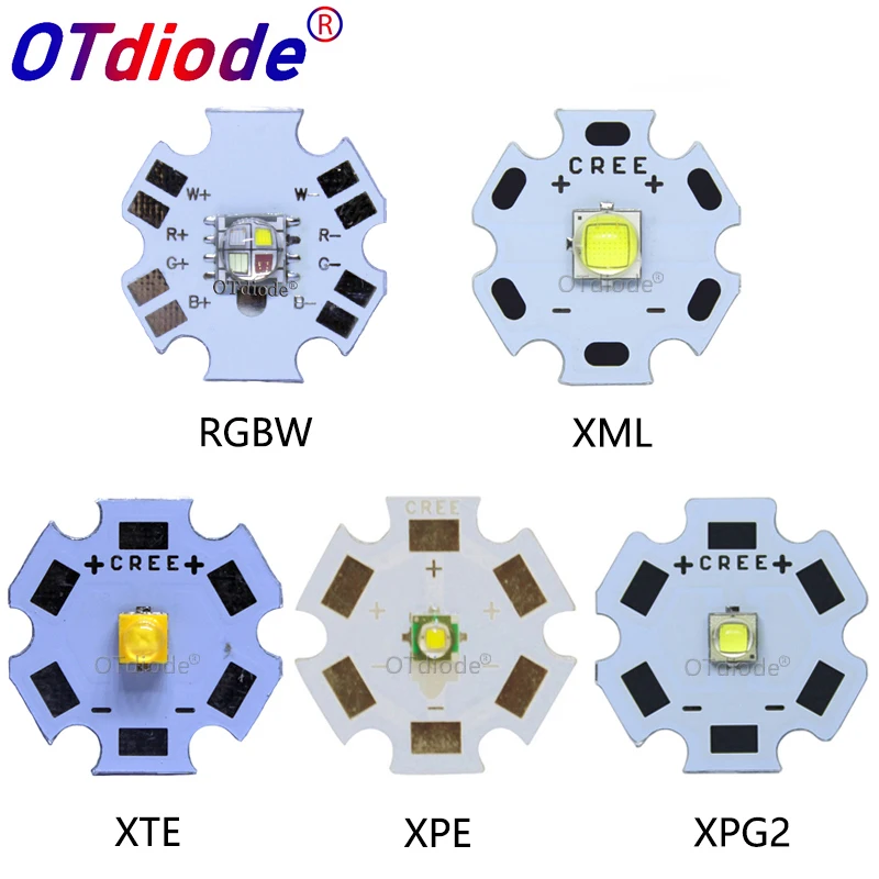 Светодиодный теплый чип 10 шт. 3 Вт 5 CREE XML XPE XPG XTE белый RGB высокой мощности 20 мм