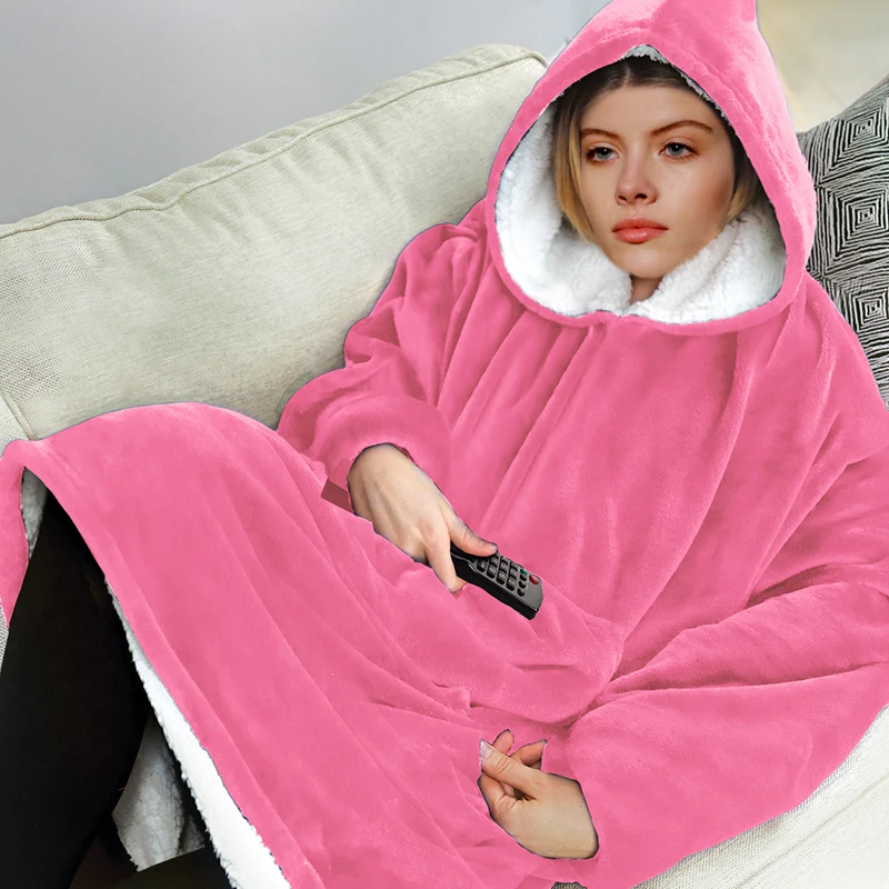 

Women Hoody Robe Casaco Feminino Blanket With Sleeves Women Oversized Hoodie Fleece Warm Hoodies Sweatshirts Giant TV Blanket