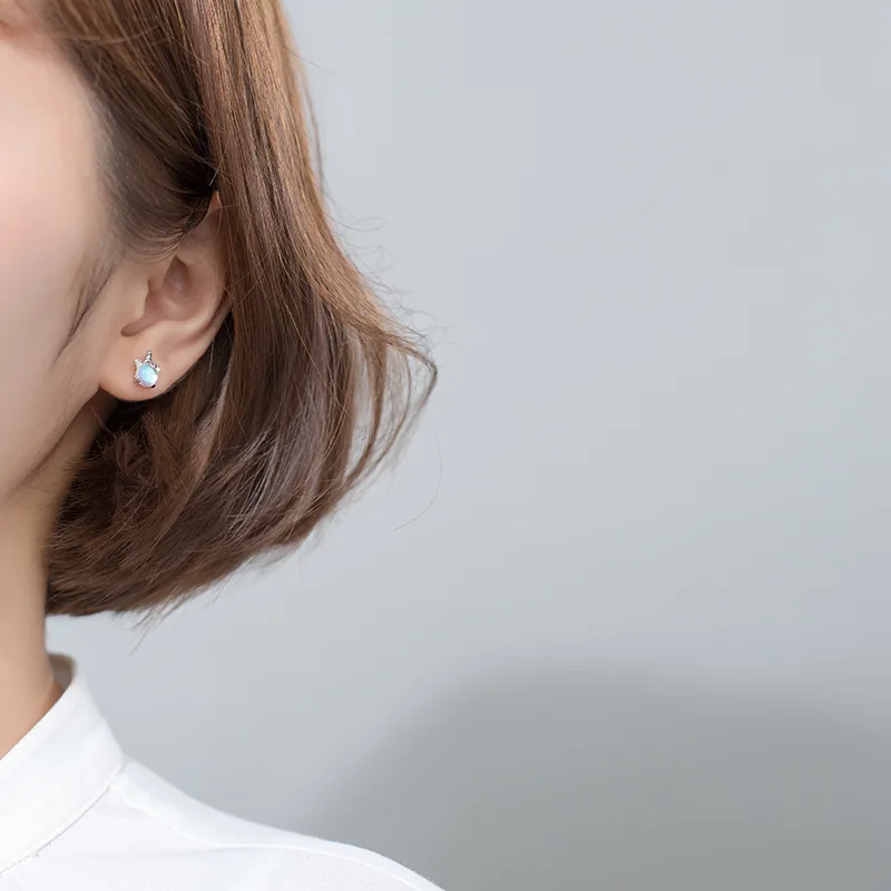 Женские асимметричные серьги гвоздики Trustdavis однотонные из 100% настоящего серебра