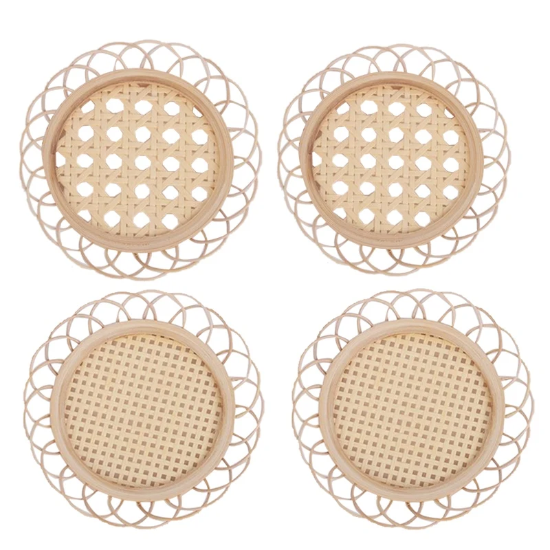 Quality Rattan Placemat Cup Holder Vintage Drink Coasters Floret Shape Tea Pot Placemats Korean Style Home Dining Table Decor |