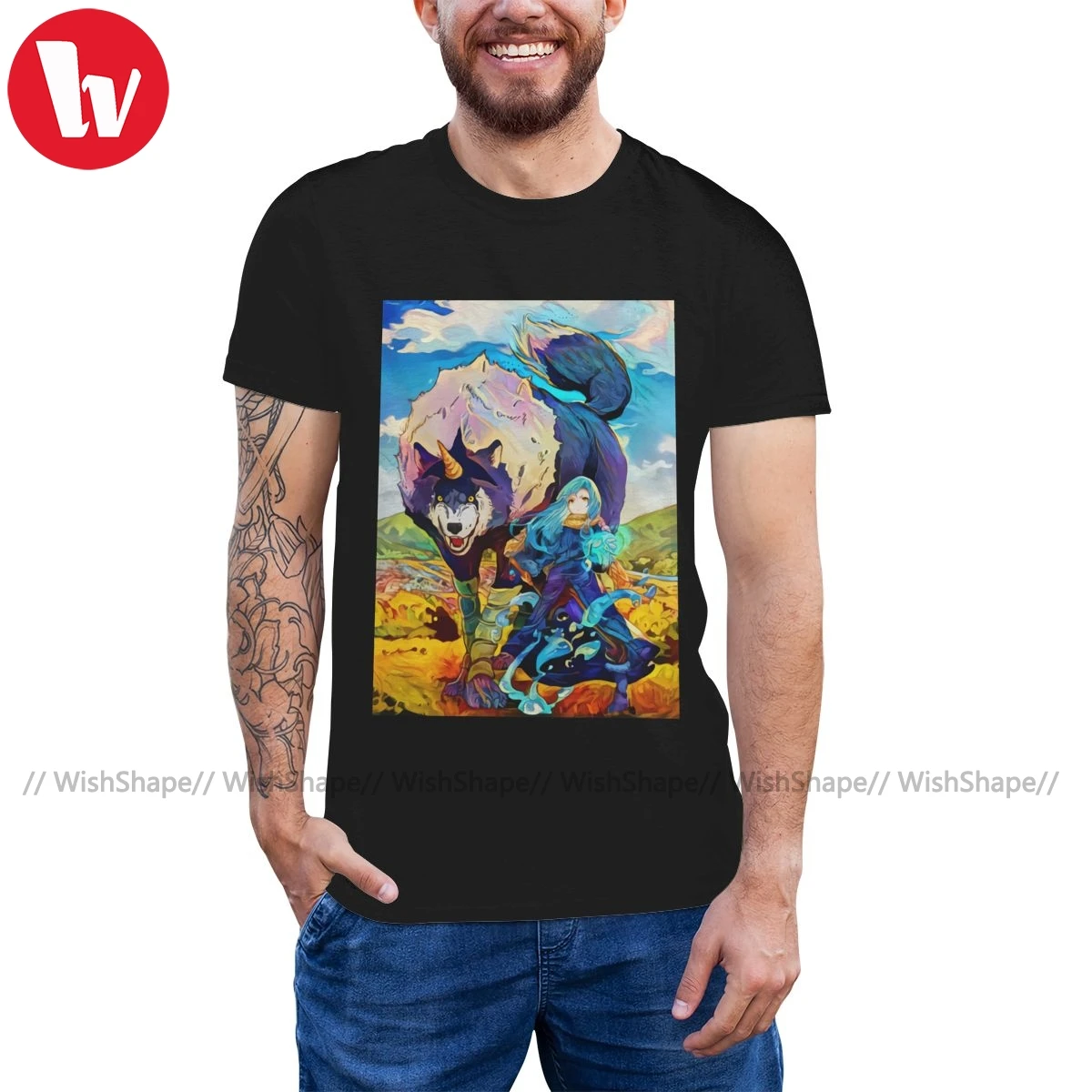 

Футболка Tensei Shitara Slime Datta Ken красочная футболка Doggo Веселая женская футболка с коротким рукавом 100 хлопок