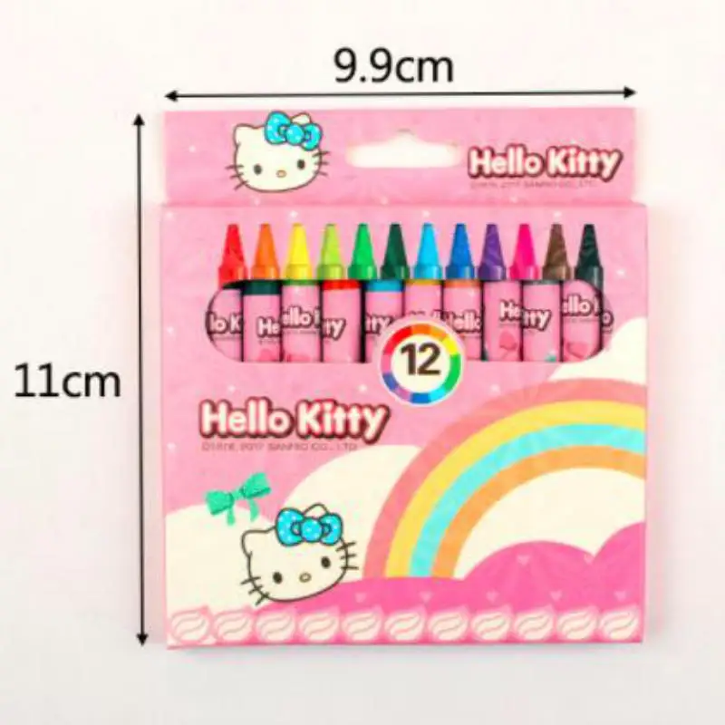 Hello kitten Kawaii мультяшная масляная кисть 12 цветов детская художественная картина-раскраска мелки студенческие принадлежности офисные принадлежности обратно в школу - Цвет: Hello kitten