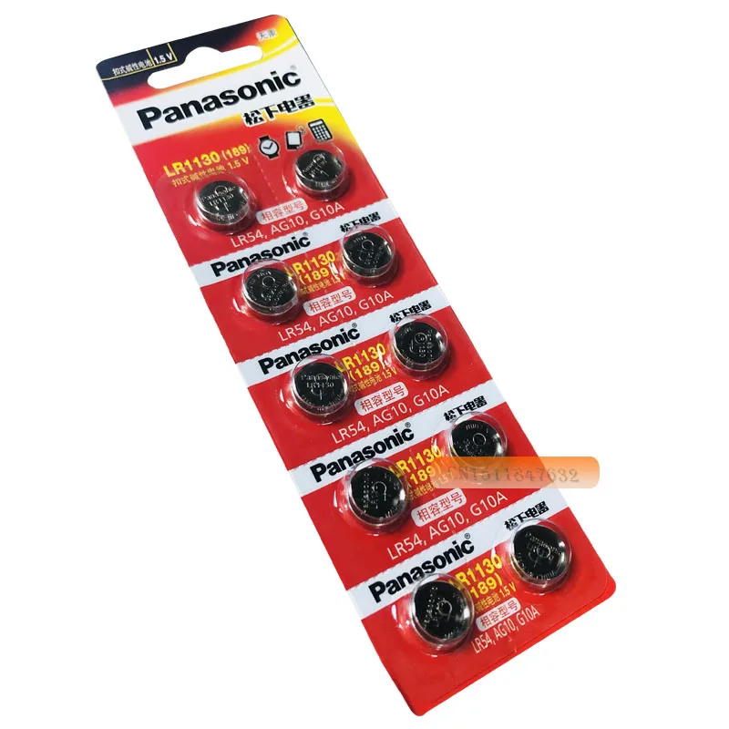 100X100% Подлинная оптовая продажа PANASONIC LR54 189 AG10 L1131 SR1130 G10 V10GA 389 Щелочная Кнопка