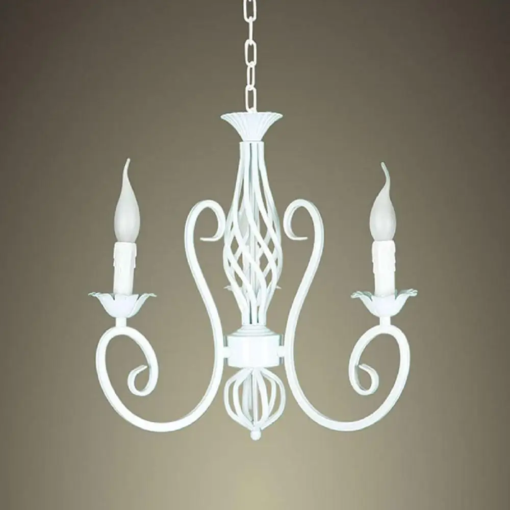 Белая кованая железная люстра винтажная кухонная Подвесная лампа ретро