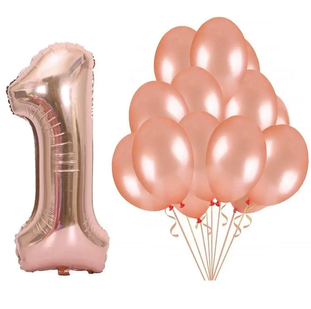 

Rose Gold Balloon Party Decoration Applicable to Baby Shower Rose Gold Number 1 Aluminum Foil Balloon Birthday Party Decoration