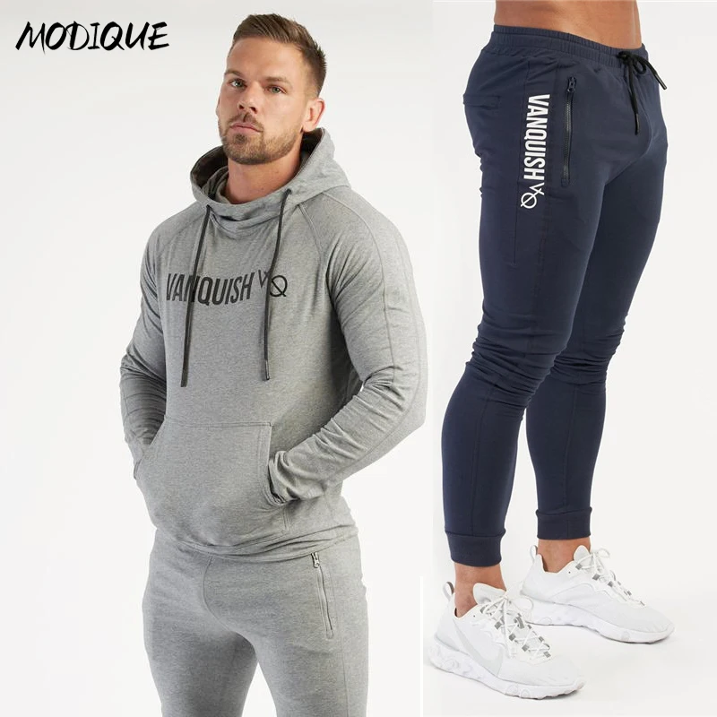 

Jogger Gyms Sports Men's Suit Fashion Casual Printed Men's Clothing Turtleneck Hoodie Cotton Trousers Sportswear