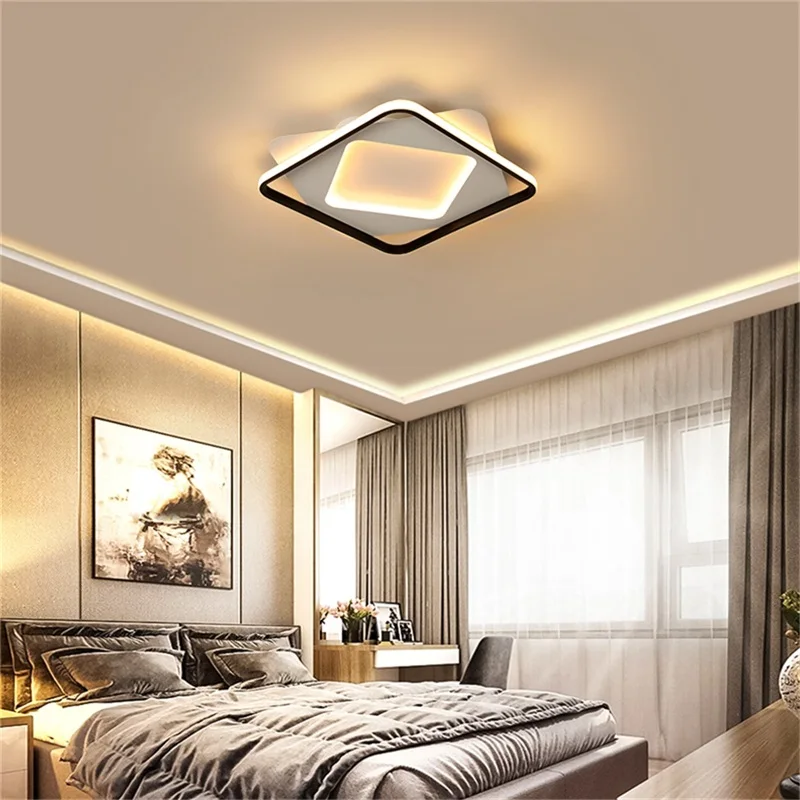 

ORY Modern Ceiling Light Fixtures Square with Remote 3 Colors LED Dimmable Home Decorative for Parlor Bedroom Office