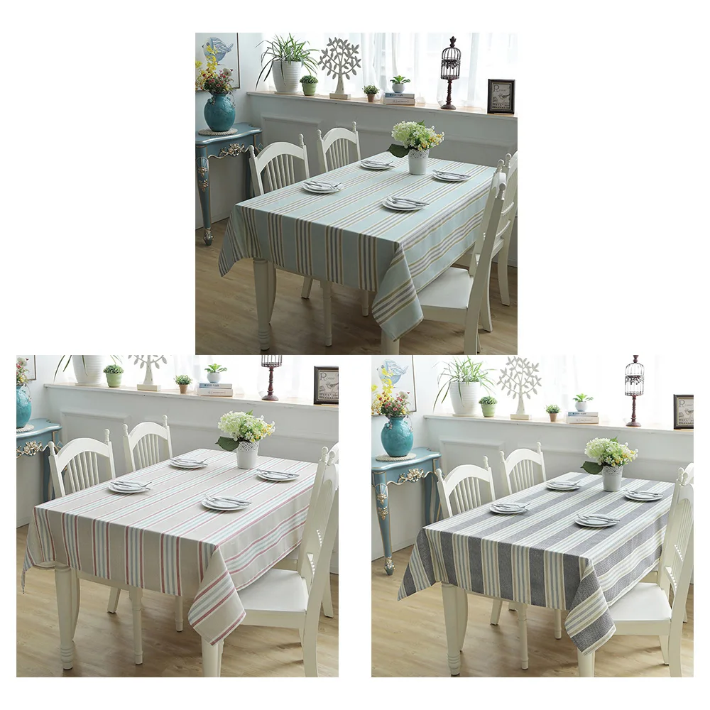 

Birthday Cotton Fabric Striped TableClothes Rectangular Table cloth Home Decoration Table Cover Cotton Party