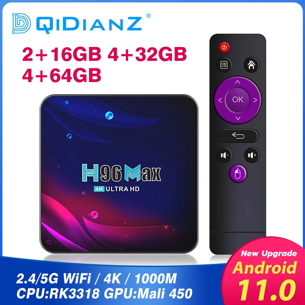 Приставка Смарт-ТВ H96 Max V11 Android 11 4K 4 + 64 ГБ Bluetooth 0 ГГц