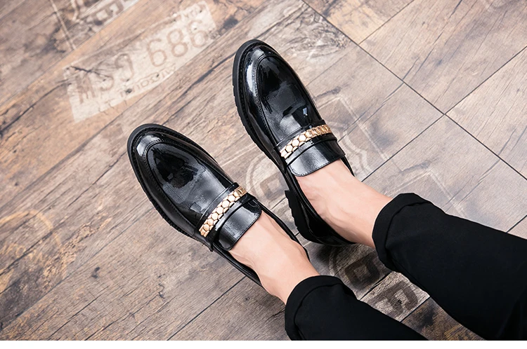 Thick Bottom Mens Dress Shoes Men Bring Brand Wedding Shoes Luxury Italian Casual Office Formal Loafers Boats Leather Shoes Men