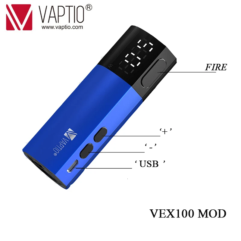 Электронная сигарета Vaptio VEX100 боксмод вейп 100 Вт 510 Thread питание от батареи