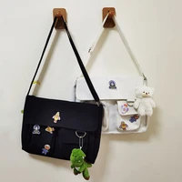 womens cartoon canvas bag art student canvas bag one shoulder messenger bag creative pendant bookbag female office bag