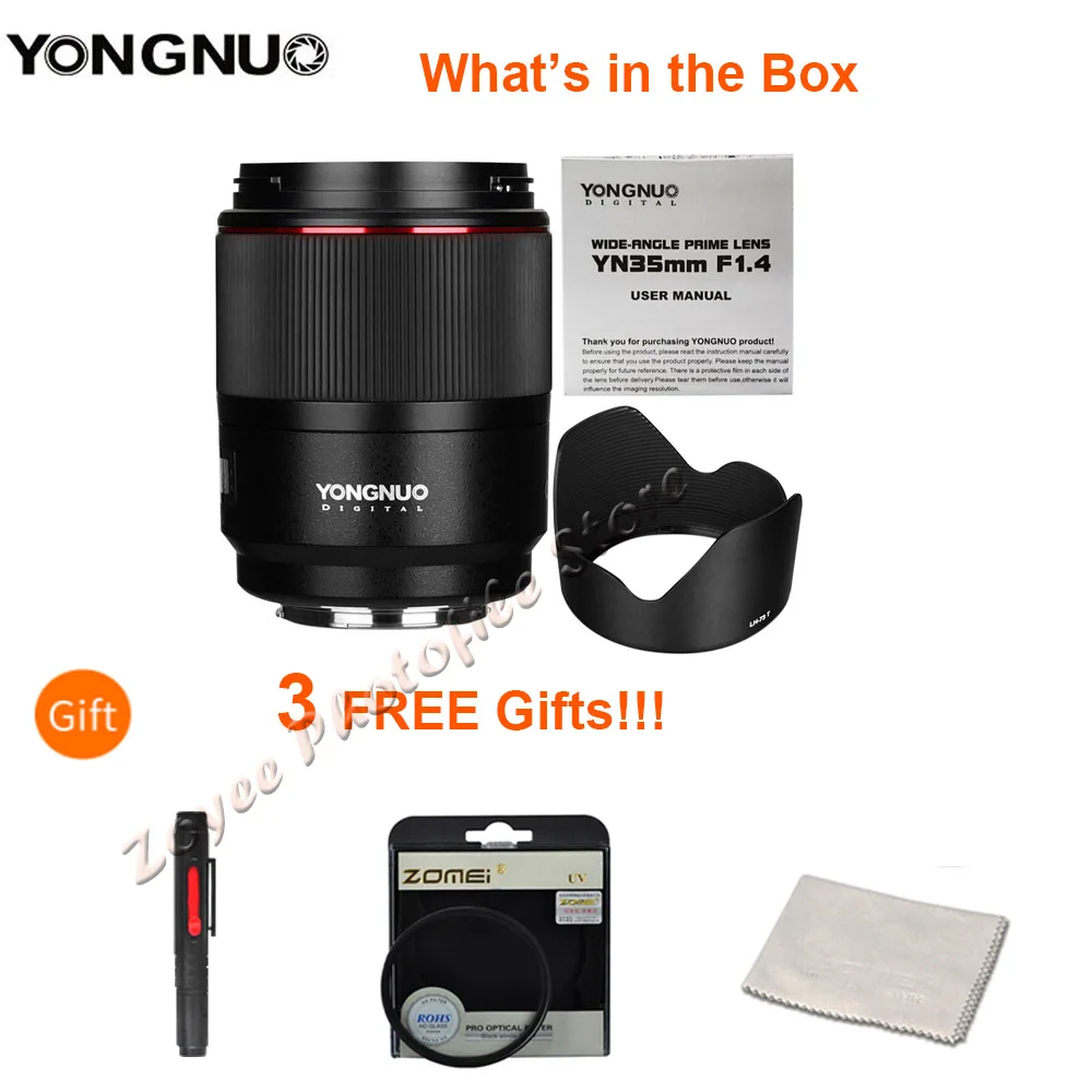 Широкоугольный объектив YONGNUO YN35mm F1.4 линзы в полной оправе для цифровых