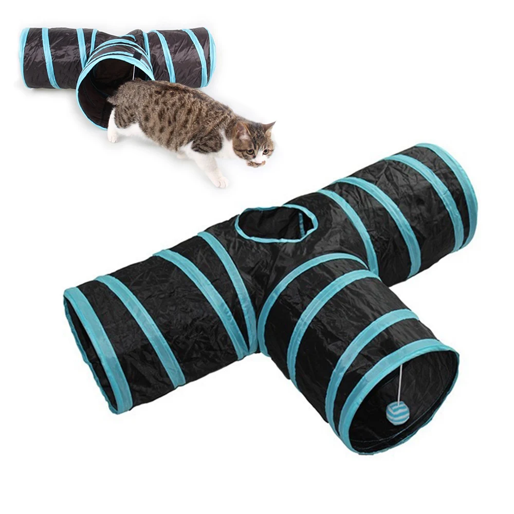 

3 Way Pet Cat Tunnel Toys Collapsible Pet Training Interactive Fun Cat Toy Animal Play Tunnel Tube Toys