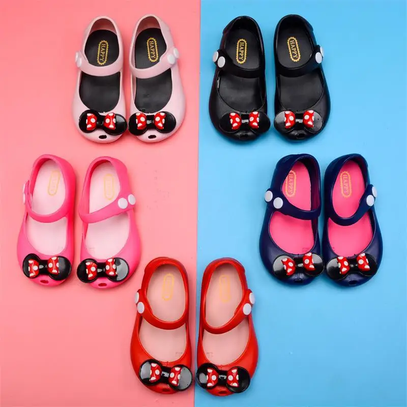 Детские сандалии желе с бантом и логотипом новинка модные летние мини мышь для