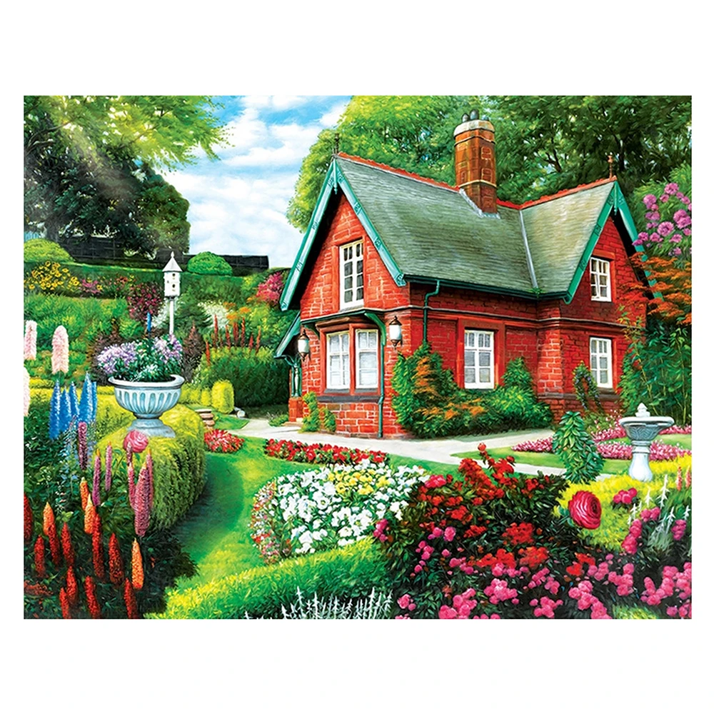 Полная дрель круглая Алмазная Картина Пейзаж деревня Весна 5D алмазная вышивка