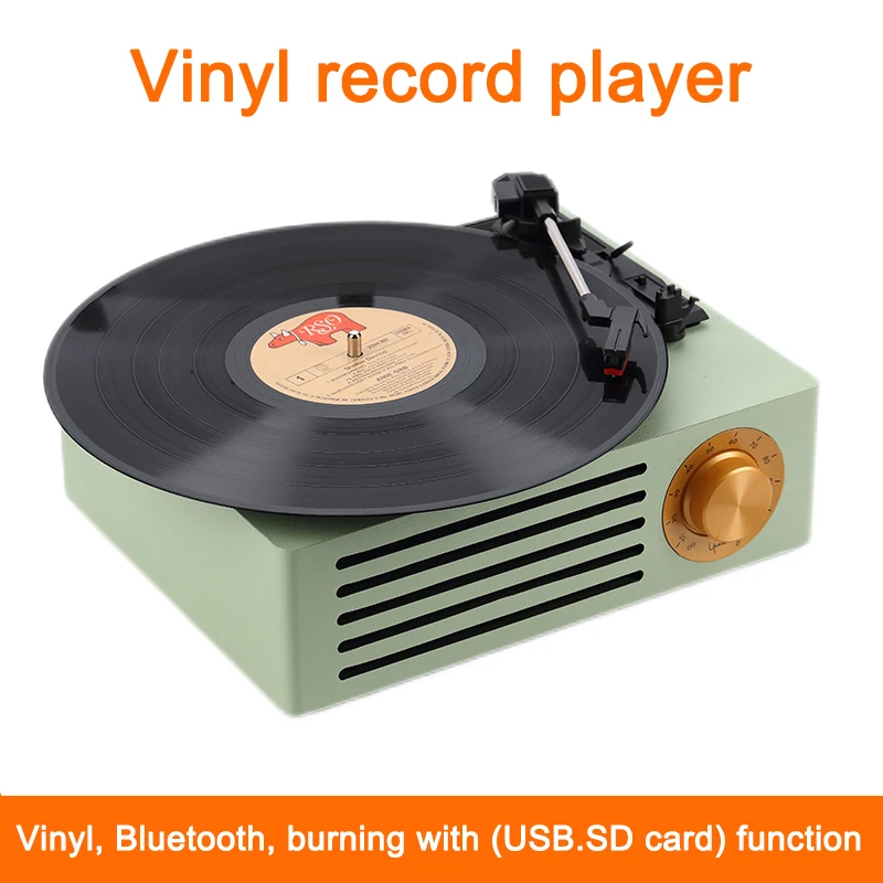 

Bluetooth Speaker Record Player Turntable Phonograph RCA Audio Output Vinyl Transcription to U Disk SD Card Playback