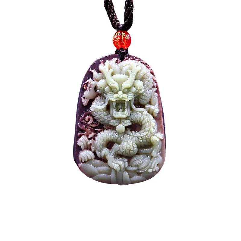 Jade Dragon Pendant Necklace Chinese Jewelry Gemstone Amulet Charm Gifts Lucky Fashion Carved Natural images - 6