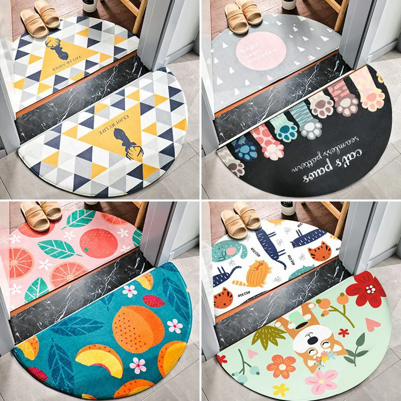 Полукруглый коврик для входной двери мультяшный водопоглощающий пола уличный и