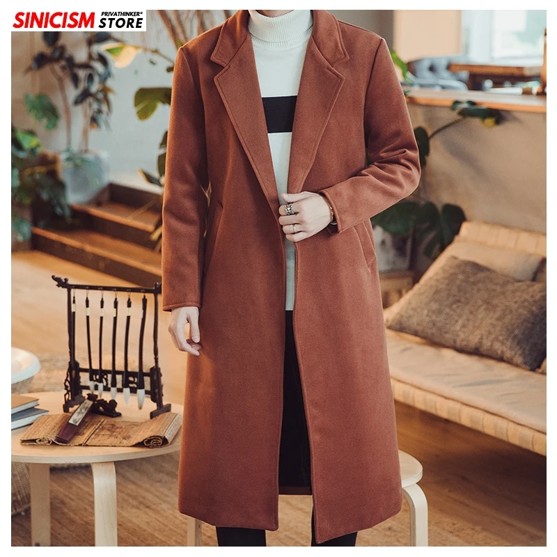 Sinicism Store мужская длинная теплая куртка с вышивкой Толстая шерстяная в китайском