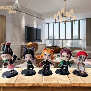 5pcs 8cm  Anime Demon Slayer Figure Kawaii  Figure Little Doll Toy  Collectibles Gift  Desktop Figure Ornaments