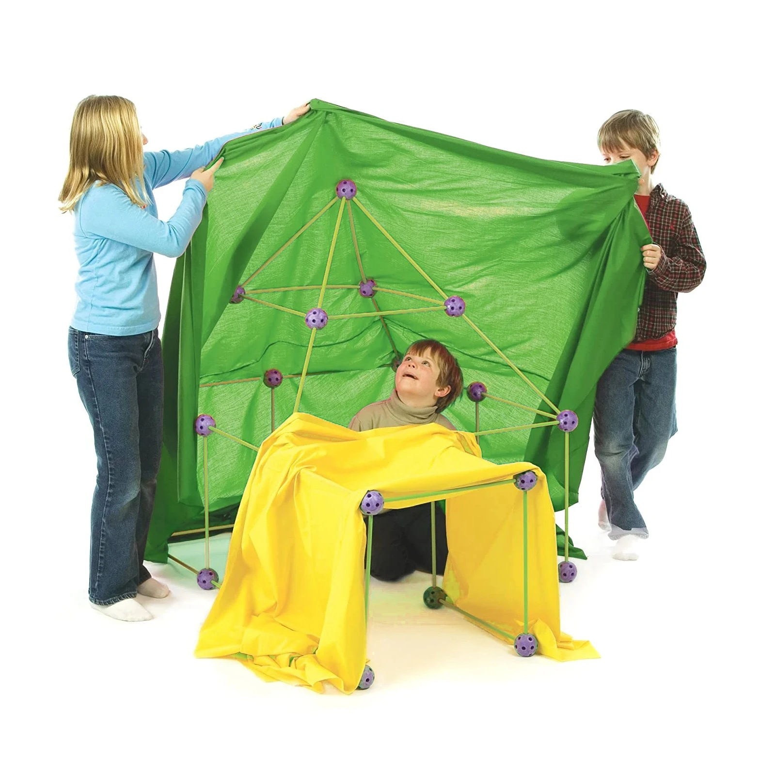 

Child Cabin Construction Kit for Kids Boys Girls Construction Fort Building Kit with Rod Link Spheres and Tent XR-Hot
